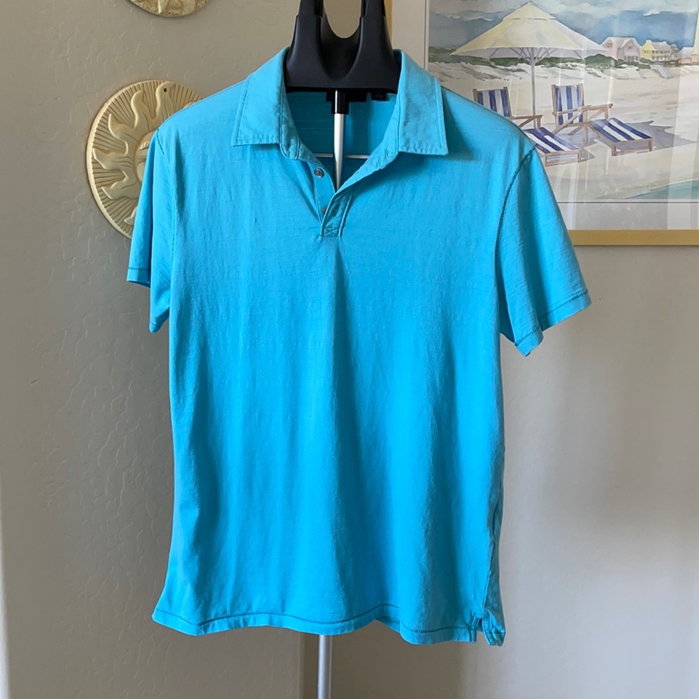 Turquoise Blue Cotton Marc  Anthony Polo Shirt L
